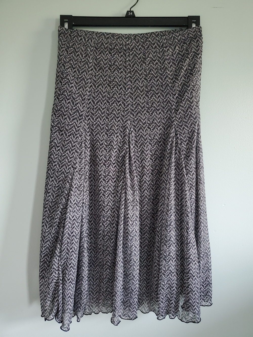 Coldwater Creek Black & White Chevron Maxi Skirt
